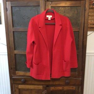 Magaschoni Red Hangs Open Sweater Blazer L